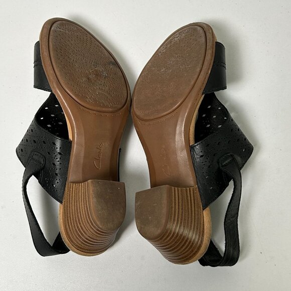 Clarks Collection Sandals Womens Size 9.5 Black Open Toe Ultimate Comfort Shoe - Picture 10 of 12